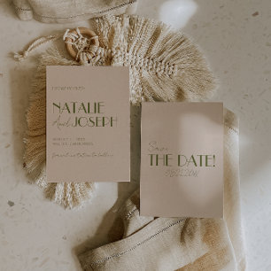 Classy Olive Green Old Money Retro Luxury Wedding Save The Date