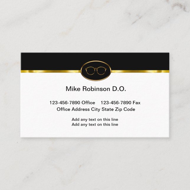 Classy Ophthalmologist Eye Doctor Business Cards (Front)