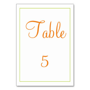 Classy orange and green table number