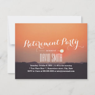 Classy Orange Sunset Skyline Retirement Party Invitation