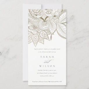Classy Ornate Paisley Ivory Gold Wedding Invite