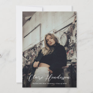 Classy Overlay Photo Dusty Blue Collage Graduation Announcement