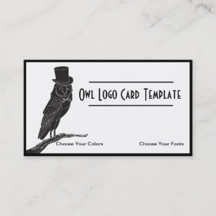 Classy Owl Wearing Top Hat Logo Business Card