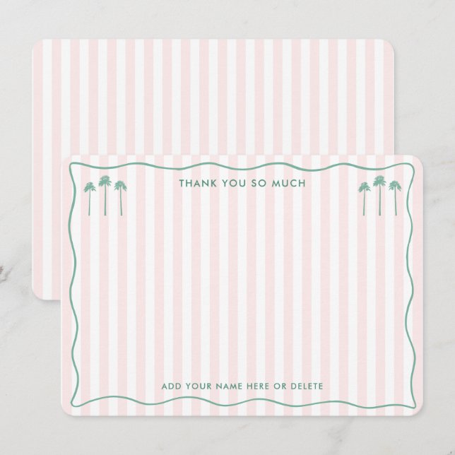 Classy Palm Springs Pink Green Bridal Shower Thank You Card (Front/Back)