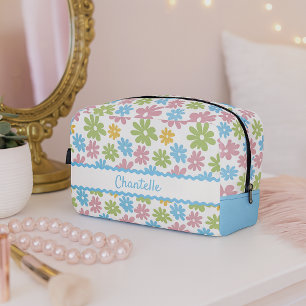 Classy Pastel Blue Blush Pink Green Floral Pattern Dopp Kit