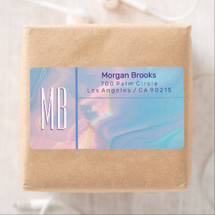 Classy Pastel Marble Monogram Address