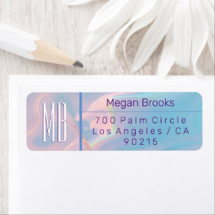 Classy Pastel Marble Monogram Address
