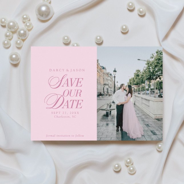Classy Pastel Pink Elegant Save the Date Card (Creator Uploaded)