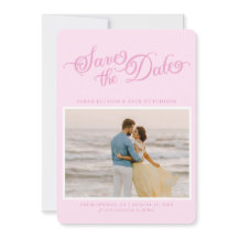 Classy Pastel Pink Elegant Script Save The Date