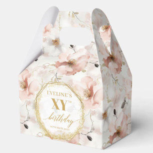 Classy Pastel Pink Rustic Gold Birthday Favour Box