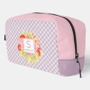 Classy Pastel Violet Pink Gingham Check Pattern Dopp Kit