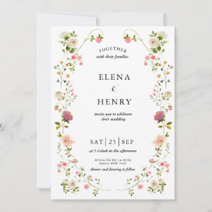 Classy Pastel Wildflower Secret Garden Wedding Invitation