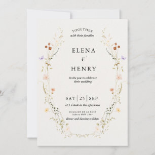 Classy Pastel Wildflower Secret Garden Wedding Invitation