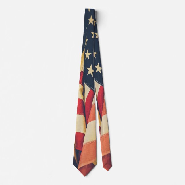 Classy Patriotic American Flag Close Up Neck Tie (Front)