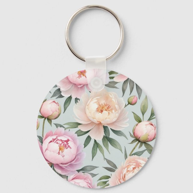 Classy Peony Keychain (Front)