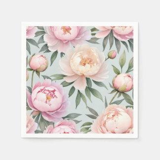 Classy Peony Wedding Napkins
