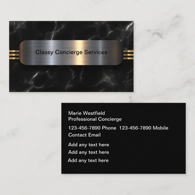 Classy Personal Concierge Upscale Business Cards (Front/Back)
