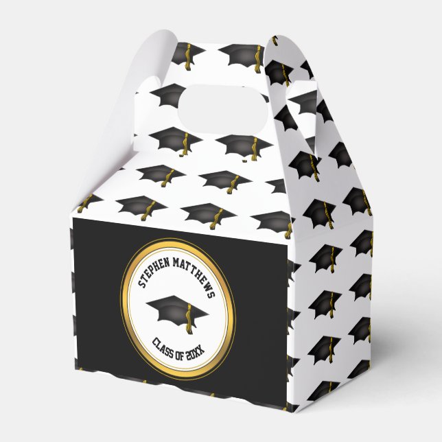 Classy Personalised Graduation Cap and Tassel Favour Box (Front Side)