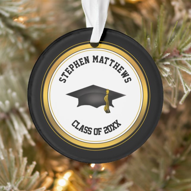 Classy Personalised Graduation Cap and Tassel Ornament (Tree)