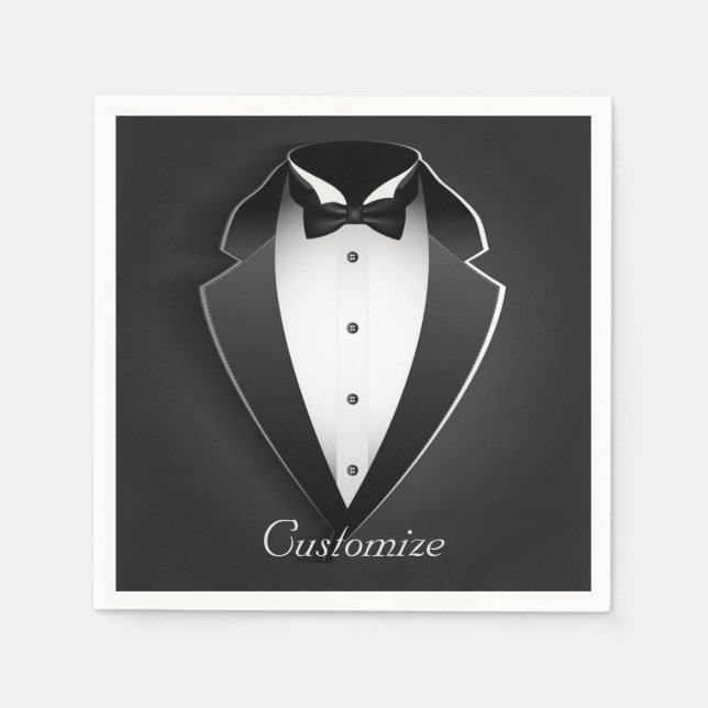 Classy Personalised Tuxedo Napkins (Front)