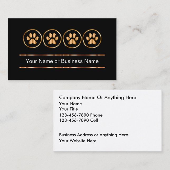 Classy Pet Care Services Business Cards (Front/Back)