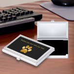 Classy Pet Theme Business Card Case<br><div class="desc">Classy pet them business card case with cool looking gold dog paw symbol, text you can personalise and make your own, and background colour you can change if you want to. Designed as a business card holder for a pet sitter, pet service, or veterinarian that wants to make a great...</div>