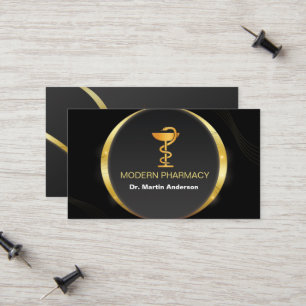 Classy Pharmacist Gold Bowl of Hygenia Symbol Calling Card