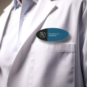 Classy Pharmacist Oval Name Tag Design Template