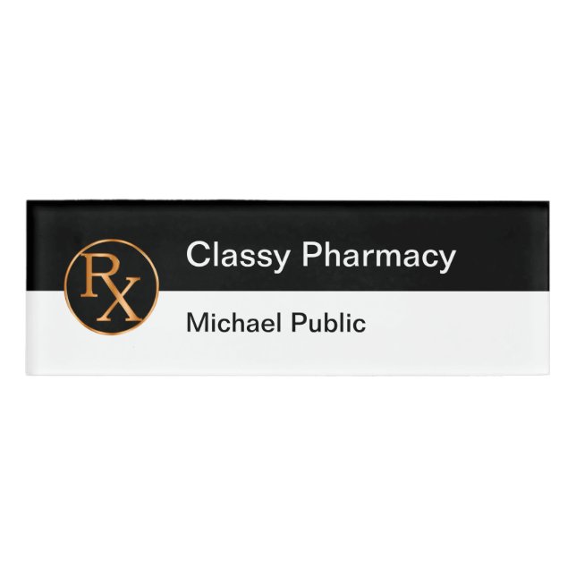 Classy Pharmacy Staff Name Tag (Front)