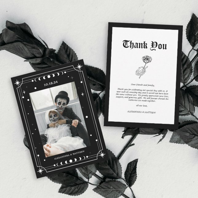 Classy Photo Halloween Wedding Thank You Card (Creator Uploaded)