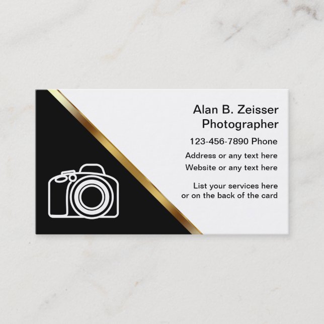 Classy Photographer Business Cards (Front)