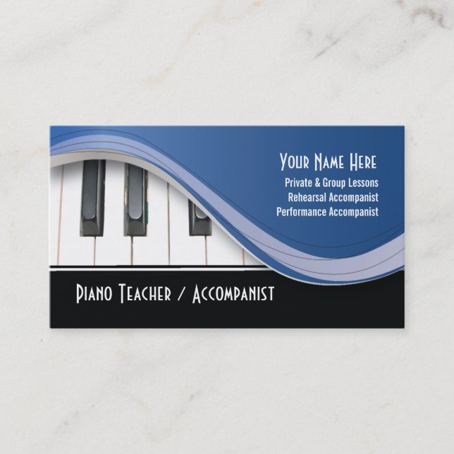 Classy Piano Teacher Business Card (Front)