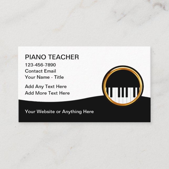 Classy Piano Teacher Business Cards  (Front)