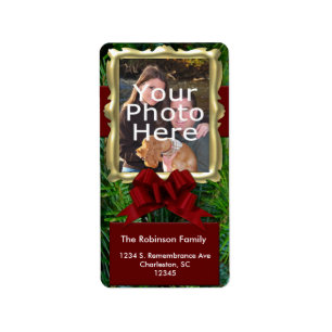 Classy Pine Photo Christmas Address Label