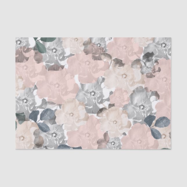 Classy Pink and Black Roses Tissue Paper (Front)