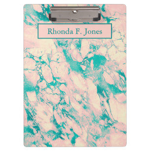 Classy Pink and Blue Marble   Clipboard
