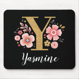 Classy Pink Black Monogram Initial Girly Letter X Mouse Mat