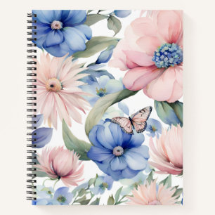 Classy Pink & Blue Flower Bunch Notebook
