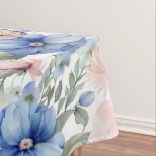 Classy Pink & Blue Flower Bunch Tablecloth