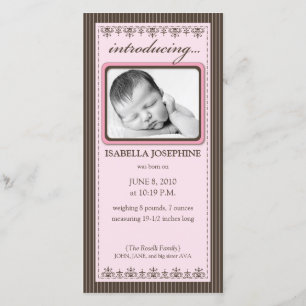 Classy Pink Customised Birth Announcement