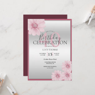 Classy Pink Flower Decoration Birthday Invitation