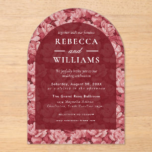 Classy Pink Gardenias Petal Elegant Wedding Acrylic Invitations