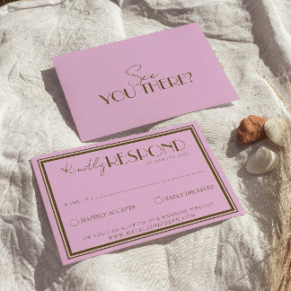 Classy Pink Grassland Old Money Luxury Wedding RSVP Card