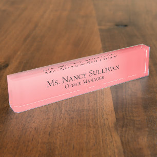 Classy Pink Ombre Nameplate