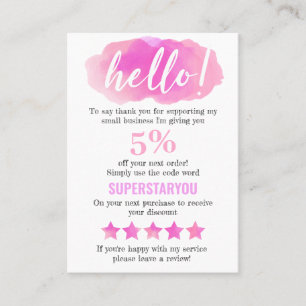 Classy Pink Purple Logo Thank You Social Media Business Card