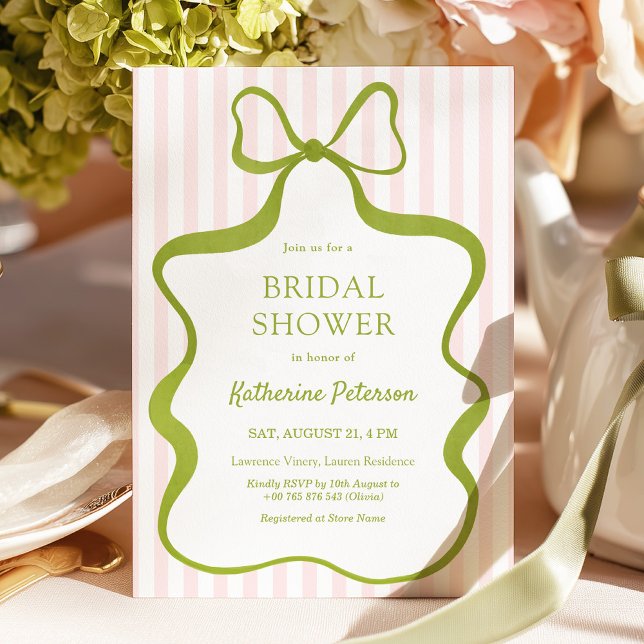 Classy Pink & Sage Bridal Shower Invitation (Creator Uploaded)