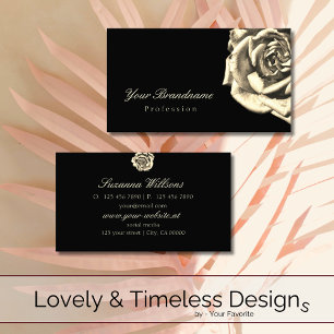 Classy Plain Black Beige Rose Simple Business Card
