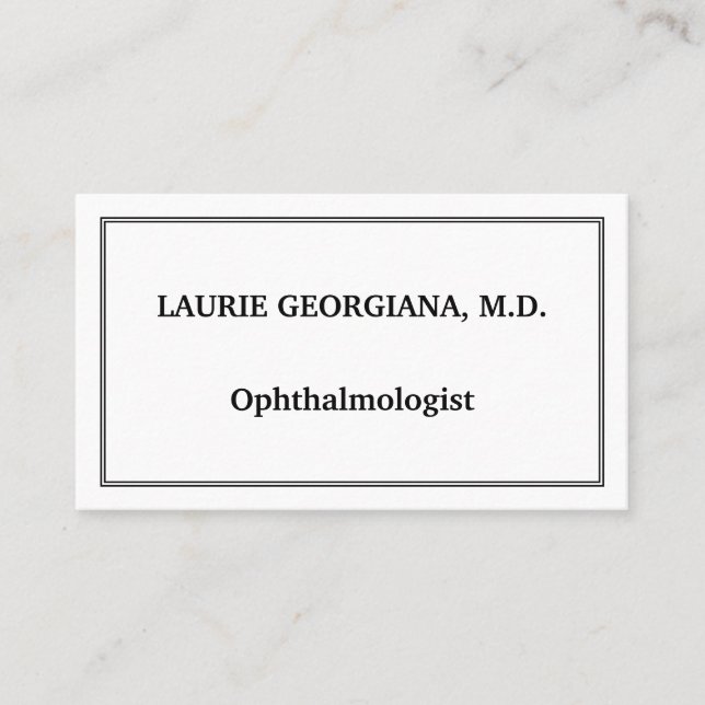 Classy & Plain Ophthalmologist Business Card (Front)