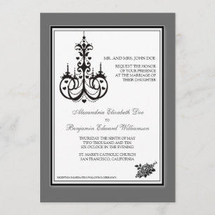 Classy Platinum Chandelier 5x7 Wedding Invitation