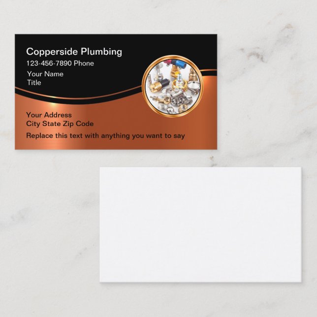Classy Plumber Theme Editable Business Cards (Front/Back)